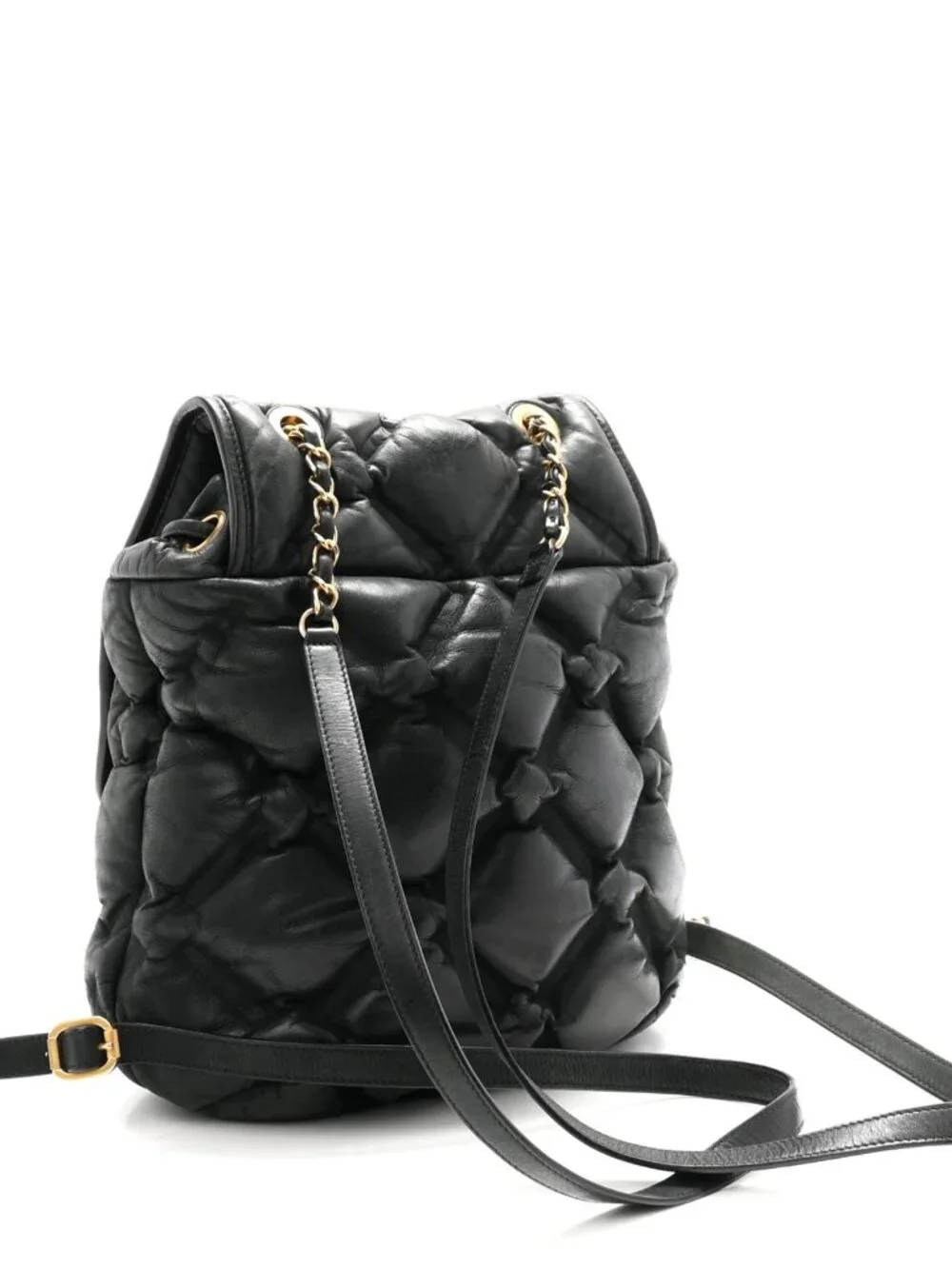 Chanel Iridescent Calfskin Quilted Chesterfield Backpack Black Shoulder Bag